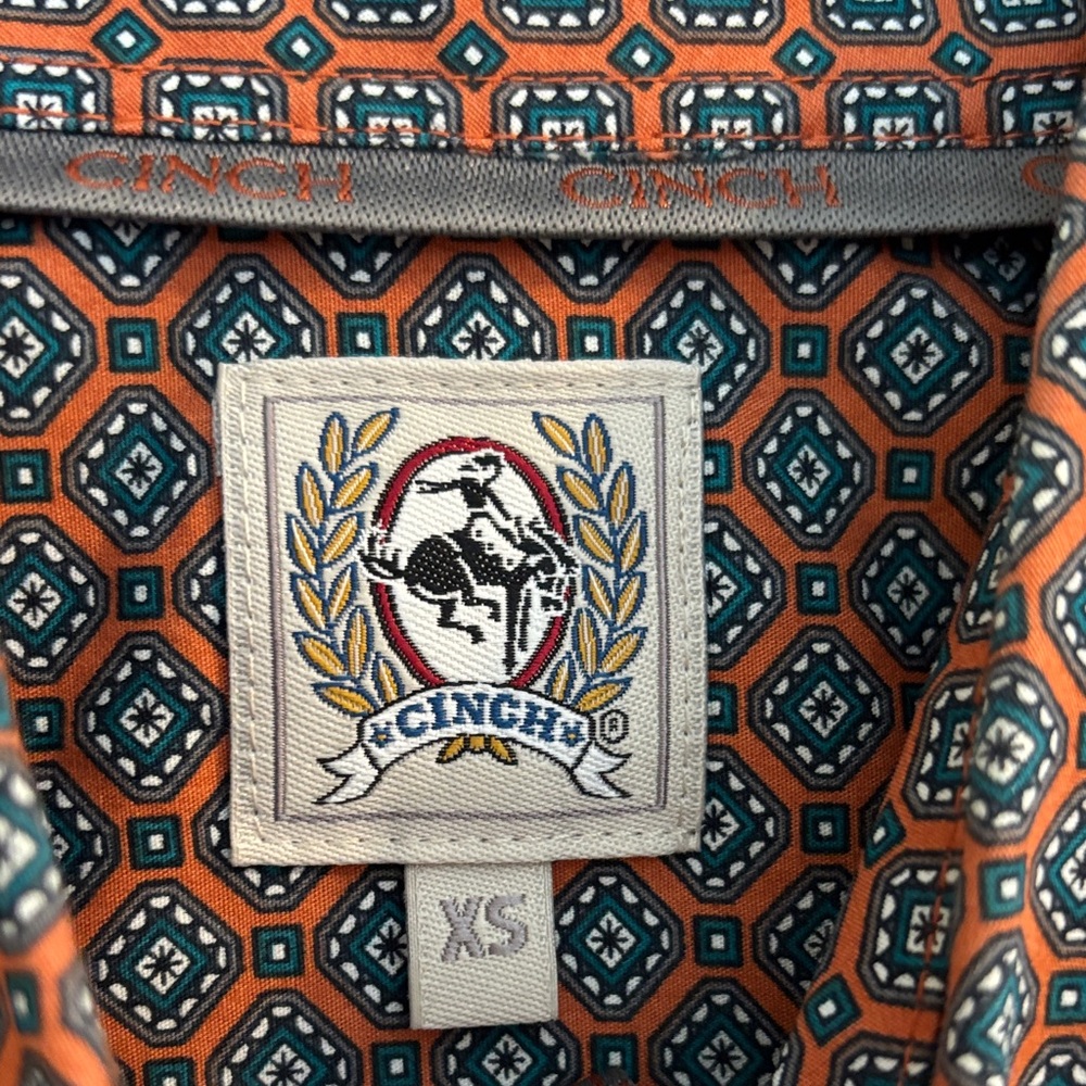 Cinch Men's Rusty Orange Patterned Button Down Sh… - image 3